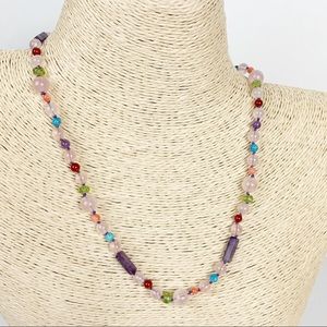Hand Knotted Pink Quartz Amethyst Beaded Necklace
